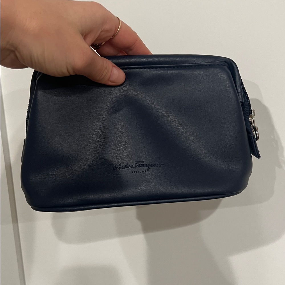 Salvatore Ferragamo navy pleather Toiletry Bag - Picture 2 of 11
